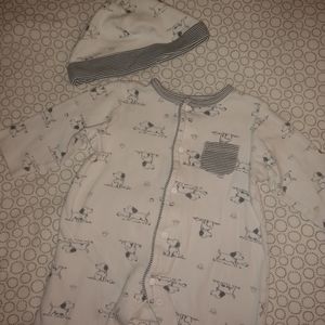Little Me 9m Puppy Footed Onesie w/ cap